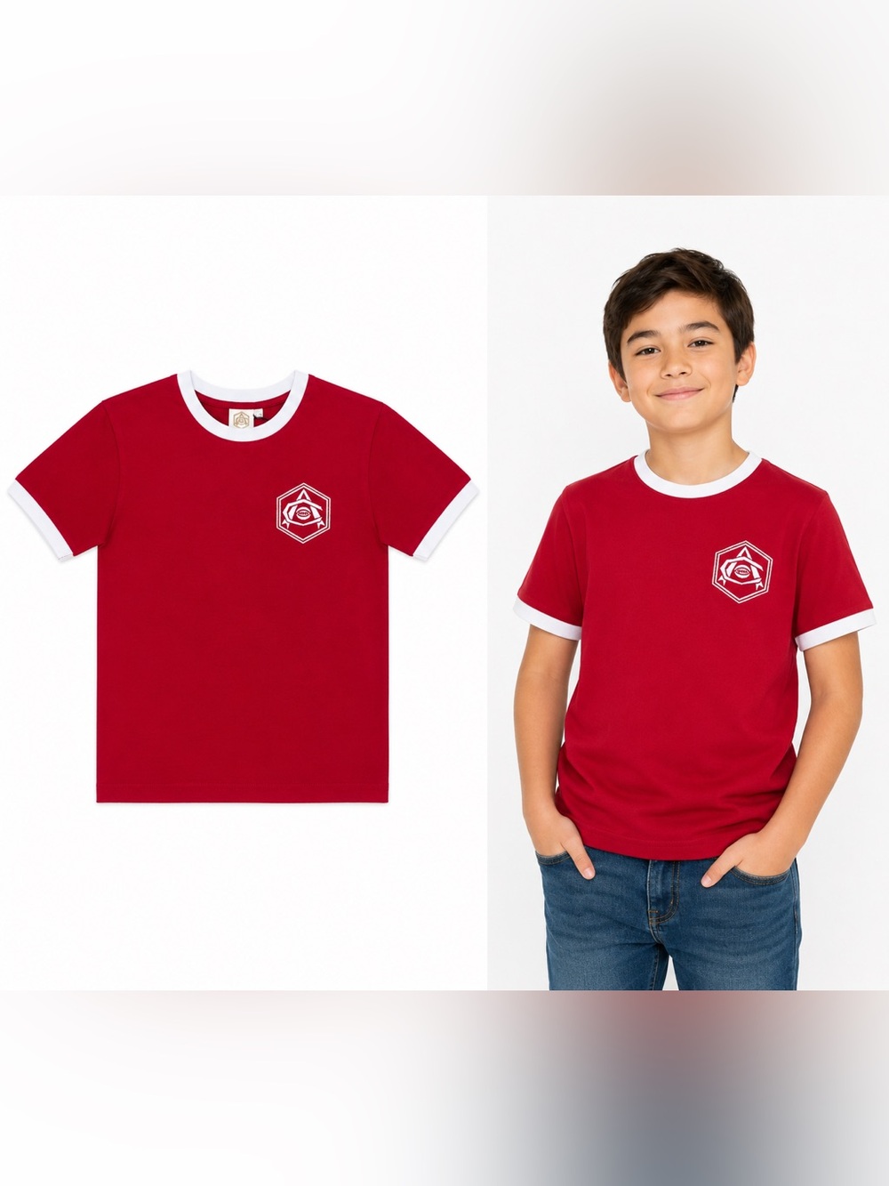NWT Arsenal Retro Kids Ringer T-Shirt Red & White | Size 12/13 Football Tee